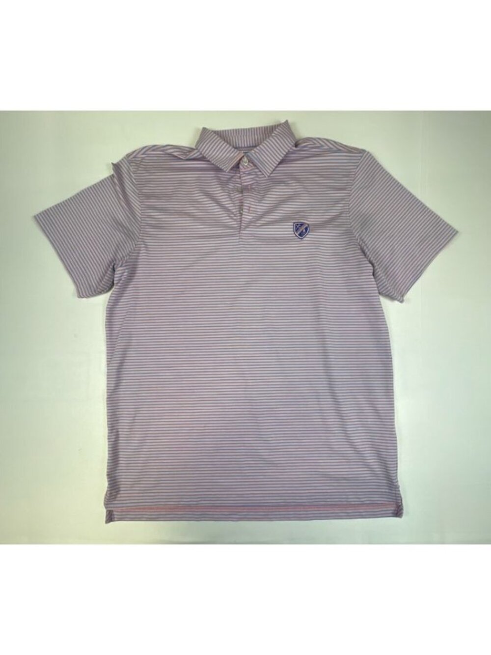 Vineyard Vines Men’s Large Pink Blue Striped Performance Polo Golf Shirt